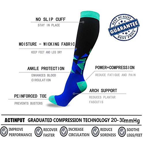 ACTINPUT Calcetines de Compresión Medias de Compresion Mujer y Hombre para Running,Atlético, Ciclismo,Médico, Enfermera,Volar, Viajar… (S-M, 22 Assorted - 3 Pares)