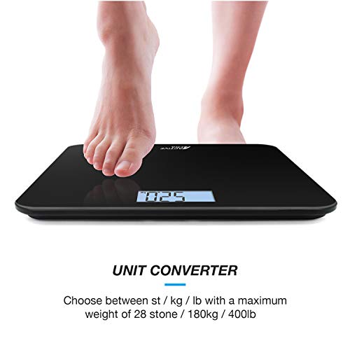 Active EraTM Báscula de Baño Digital Ultrafina con Sensores de Alta Precisión (stones/kgs/libras) - Negro Active EraTM Báscula de Baño Digital Ultrafina con Sensores de Alta Precisión (stones/kgs/libras) - Negro