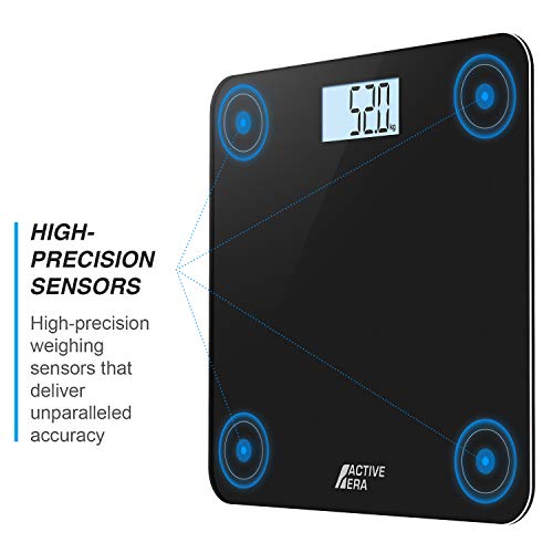 Active EraTM Báscula de Baño Digital Ultrafina con Sensores de Alta Precisión (stones/kgs/libras) - Negro Active EraTM Báscula de Baño Digital Ultrafina con Sensores de Alta Precisión (stones/kgs/libras) - Negro