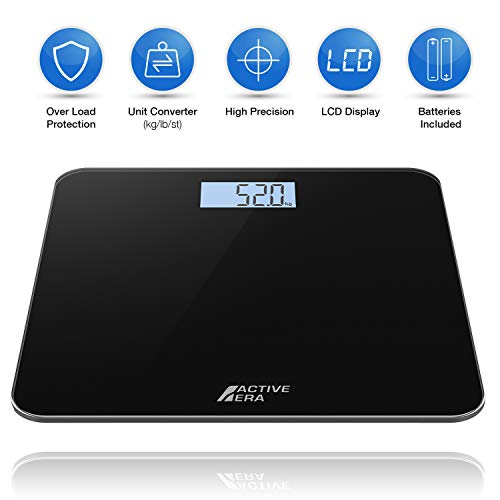 Active EraTM Báscula de Baño Digital Ultrafina con Sensores de Alta Precisión (stones/kgs/libras) - Negro Active EraTM Báscula de Baño Digital Ultrafina con Sensores de Alta Precisión (stones/kgs/libras) - Negro