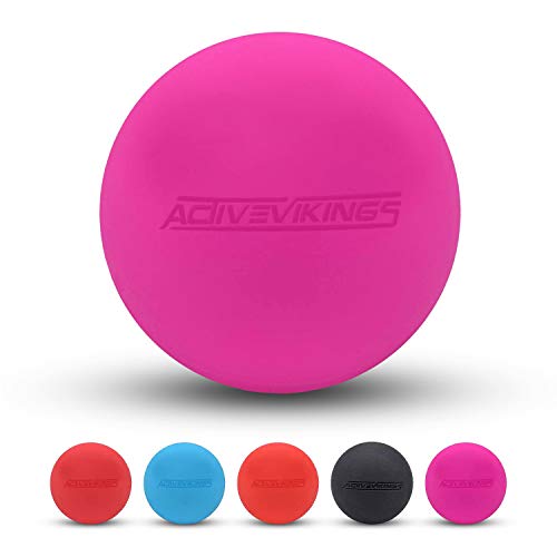 ActiveVikings® - Pelota de masaje ideal contra la tensión y perfecto para automasaje – bola de lacrosse y bola de fascia para mujeres y hombres (rosa)