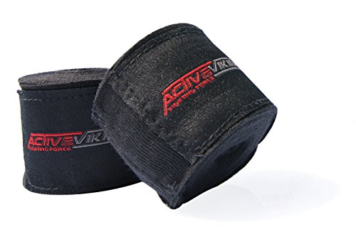 ActiveVikings Vendas de boxeo de 4 m con cierre de velcro, ideales para cualquier tipo de deportes de lucha, kickboxing, Jiu Jitsu Muay-Thai MMA (negro)