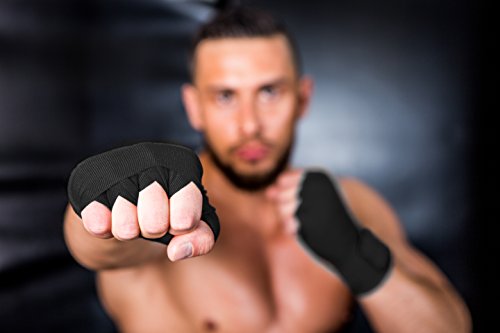 ActiveVikings Vendas de boxeo de 4 m con cierre de velcro, ideales para cualquier tipo de deportes de lucha, kickboxing, Jiu Jitsu Muay-Thai MMA (negro)