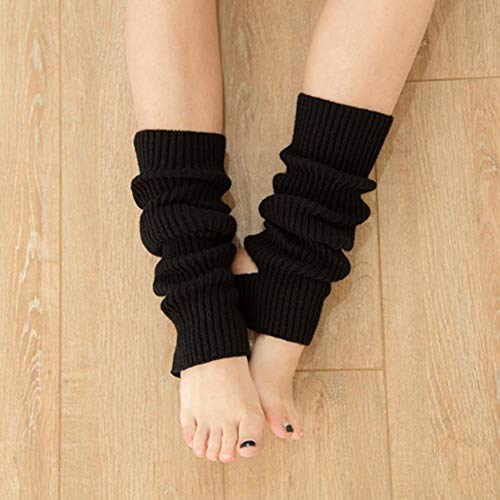 ADAGG Crazystore - Calcetines de Punto para piernas, 1 par de Calcetines de Baile Latino para Mujer, para Deportes de Invierno, Calentadores de piernas para Hacer Punto (Negro)