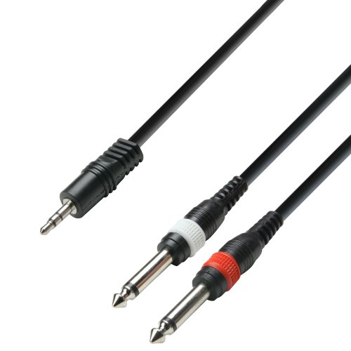 Adam Hall Cables K3YWPP0300 - Cable de audio (conector 3.5 mm estéreo a 2 conectores 6.3 mm mono, longitud 3 m) Adam Hall Cables K3YWPP0300 - Cable de audio (conector 3.5 mm estéreo a 2 conectores 6.3 mm mono, longitud 3 m)