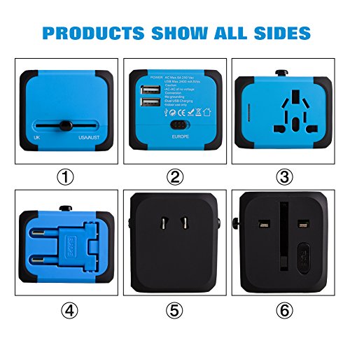 Adaptador Enchufe de Viaje Universal Dos Puertos USB para US EU AU de 150 Países Adaptador Enchufe de Viaje Universal Dos Puertos USB para US EU AU de 150 Países
