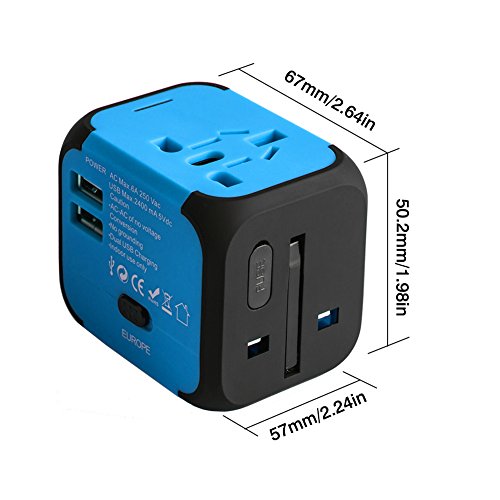 Adaptador Enchufe de Viaje Universal Dos Puertos USB para US EU AU de 150 Países Adaptador Enchufe de Viaje Universal Dos Puertos USB para US EU AU de 150 Países