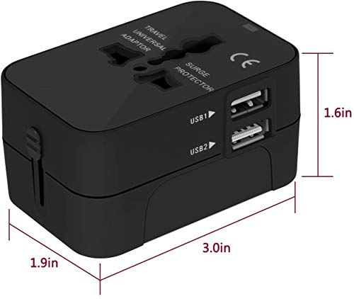 Adaptador Enchufe De Viaje Universal Enchufe Adaptador Internacional Con Dos Puertos USB Para Japón China Canadá USA EU UK AU Acerca De 150 Países Para Navidad (Negro) Adaptador Enchufe De Viaje Universal Enchufe Adaptador Internacional Con Dos Puertos USB Para Japón China Canadá USA EU UK AU Acerca De 150 Países Para Navidad (Negro)
