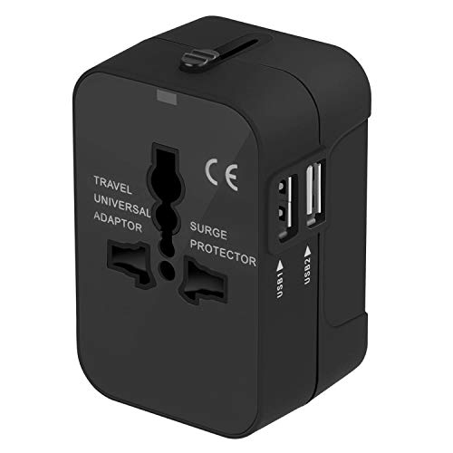 Adaptador Enchufe De Viaje Universal Enchufe Adaptador Internacional Con Dos Puertos USB Para Japón China Canadá USA EU UK AU Acerca De 150 Países Para Navidad (Negro) Adaptador Enchufe De Viaje Universal Enchufe Adaptador Internacional Con Dos Puertos USB Para Japón China Canadá USA EU UK AU Acerca De 150 Países Para Navidad (Negro)