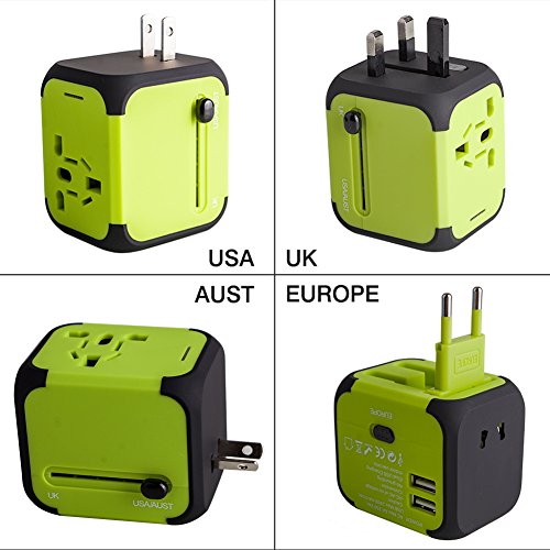 Adaptador Enchufe, Milool Cargador Enchufe USB, Adaptador de Viaje Universal con Dos Puertos USB Seguridad de Fusibles para Tableta PC,Smartphones Cámaras Digitales,Reproductores de MP3 para Navidad