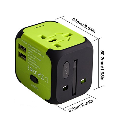 Adaptador Enchufe, Milool Cargador Enchufe USB, Adaptador de Viaje Universal con Dos Puertos USB Seguridad de Fusibles para Tableta PC,Smartphones Cámaras Digitales,Reproductores de MP3 para Navidad