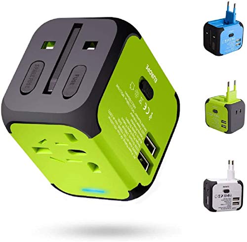 Adaptador Enchufe, Milool Cargador Enchufe USB, Adaptador de Viaje Universal con Dos Puertos USB Seguridad de Fusibles para Tableta PC,Smartphones Cámaras Digitales,Reproductores de MP3 para Navidad