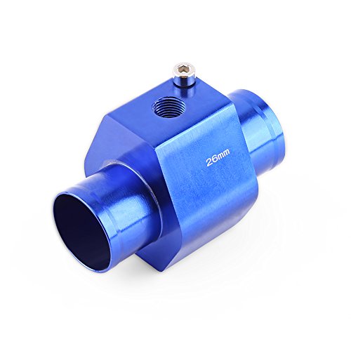 Adaptador universal de manguito para sensor de temperatura de agua de radiador, azul 26 mm, aluminio 40 mm Adaptador universal de manguito para sensor de temperatura de agua de radiador, azul 26 mm, aluminio 40 mm