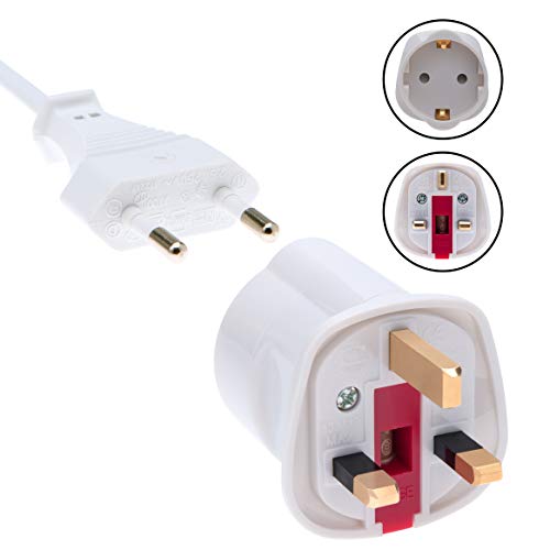 Adaptadores EU para UK Schuko Euro enchufe 2 clavijas a 13 amperios 3 clavijas Tipo C a Tipo G | International Universal European recorrido Adaptor | para teléfono móvil Tablet Laptop | 1 x Blanco Adaptadores EU para UK Schuko Euro enchufe 2 clavijas a 13 amperios 3 clavijas Tipo C a Tipo G | International Universal European recorrido Adaptor | para teléfono móvil Tablet Laptop | 1 x Blanco