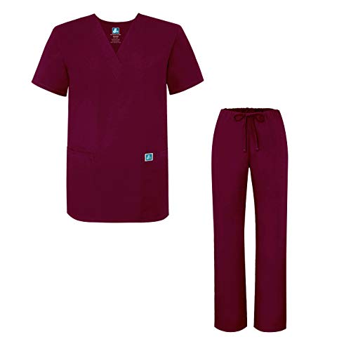 Adar Uniformes médicos Unisex - Uniformes médicos Unisex con cordón - 701 - Burgundy - S