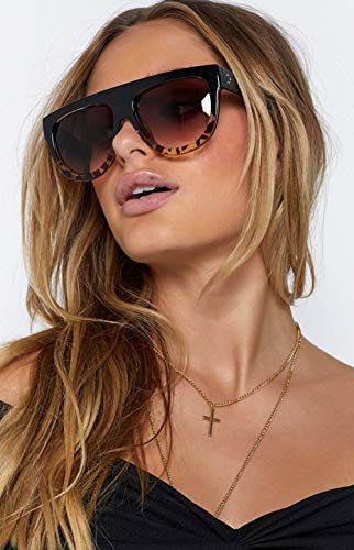 ADEWU Mujer Gafas de Sol de Gran Tamaño con Marco Plano Cuadrado Retro Degradada Lente Leopardo2 ADEWU Mujer Gafas de Sol de Gran Tamaño con Marco Plano Cuadrado Retro Degradada Lente Leopardo2