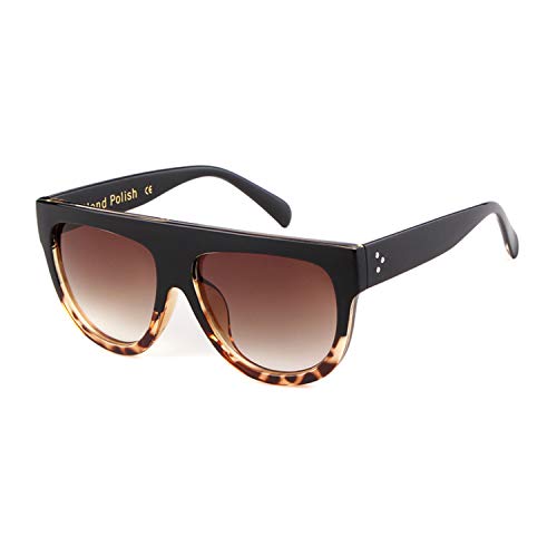 ADEWU Mujer Gafas de Sol de Gran Tamaño con Marco Plano Cuadrado Retro Degradada Lente Leopardo2