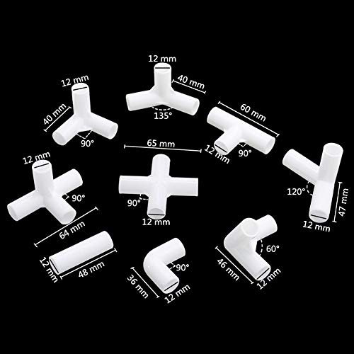 Adhere To Fly 20 piezas de conector T de 12 mm de diámetro interior, ángulo recto de 4 vías, conector de PVC, 60, 90, 120, 135 grados, adaptador de ajuste para tienda de campaña (cruz de 90 grados) Adhere To Fly 20 piezas de conector T de 12 mm de diámetro interior, ángulo recto de 4 vías, conector de PVC, 60, 90, 120, 135 grados, adaptador de ajuste para tienda de campaña (cruz de 90 grados)