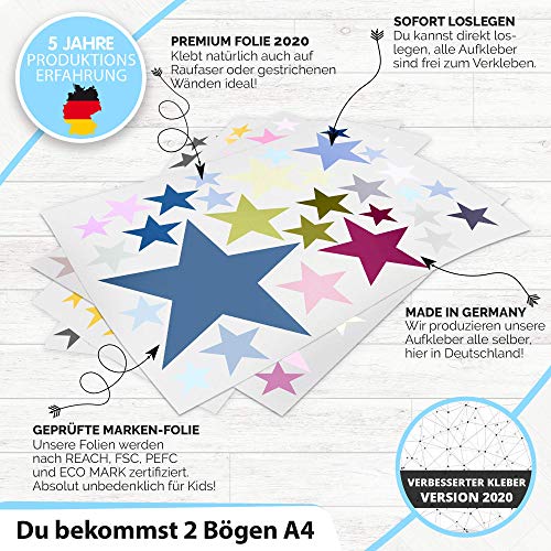 Adhesivo de pared de 50 estrellas para la habitación de los niños - colores pastel, cielo estrellado de bebé para pegar en la decoración de la pared de adhesivo de pared, rosado Adhesivo de pared de 50 estrellas para la habitación de los niños - colores pastel, cielo estrellado de bebé para pegar en la decoración de la pared de adhesivo de pared, rosado