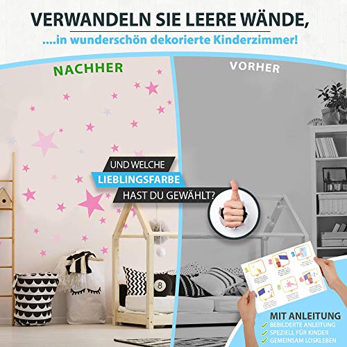 Adhesivo de pared de 50 estrellas para la habitación de los niños - colores pastel, cielo estrellado de bebé para pegar en la decoración de la pared de adhesivo de pared, rosado Adhesivo de pared de 50 estrellas para la habitación de los niños - colores pastel, cielo estrellado de bebé para pegar en la decoración de la pared de adhesivo de pared, rosado
