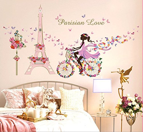 Adhesivo mural extraíble Zooarts, con dise?o de hada y mariposas para habitaciones de ni?os-E001 Adhesivo mural extraíble Zooarts, con dise?o de hada y mariposas para habitaciones de ni?os-E001