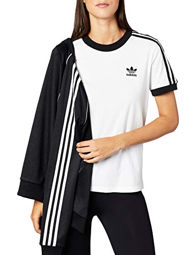 adidas 3 STR tee T-Shirt, Mujer, White/Black, 42