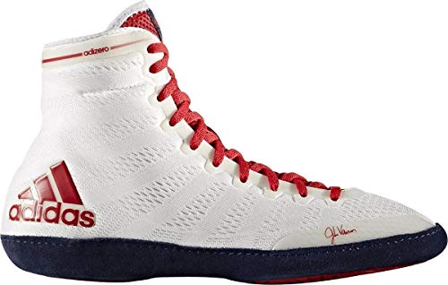 Adidas Adizero XIV - Botas de lucha libre para hombre (talla 6), color blanco y rojo