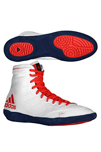 Adidas Adizero XIV - Botas de lucha libre para hombre (talla 6), color blanco y rojo