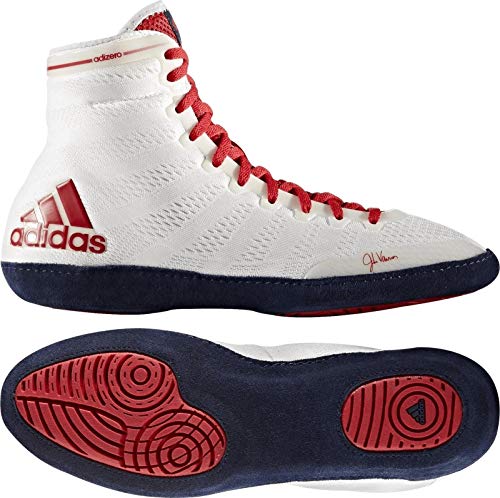 Adidas Adizero XIV - Botas de lucha libre para hombre (talla 6), color blanco y rojo