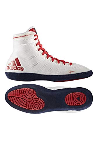 Adidas Adizero XIV - Botas de lucha libre para hombre (talla 6), color blanco y rojo