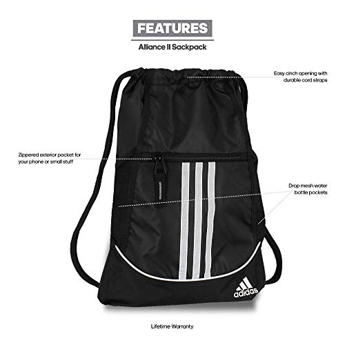 adidas Alliance II - Mochila unisex, color negro, talla única