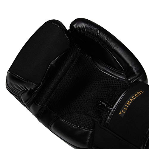 adidas Boxing Gloves Washable Guantes de Boxeo Lavables, Unisex Adulto, Negro y Dorado, Small/Medium