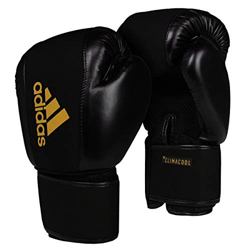 adidas Boxing Gloves Washable Guantes de Boxeo Lavables, Unisex Adulto, Negro y Dorado, Small/Medium