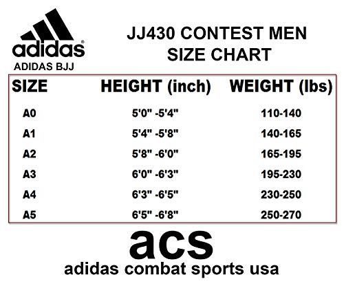 adidas Contest 2.0 BJJ/IBJJF - Traje brasileño Jiu Jitsu/Gi/Kimono/Sur/color/Tamaño a elegir (azul, A2,5 (175 cm - 185 cm)