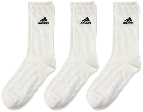 adidas CUSH CRW 3PP Socks, Unisex adulto, White/White/Black, L