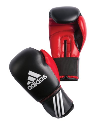 Adidas Guante de boxeo, Multicolor (negro/ rojo), 12 oz