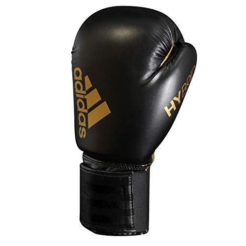 adidas Guantes de Boxeo Hybrid 50 para Hombre, Color Negro y Dorado