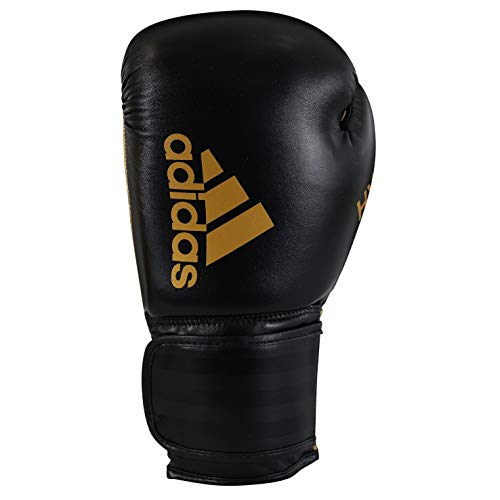 adidas Guantes de Boxeo Hybrid 50 para Hombre, Color Negro y Dorado