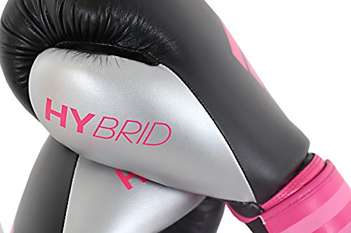 adidas Hybrid 100 - Guantes de boxeo, mujer, Rosa/Negro (Schwarz/ Pink), 10 oz