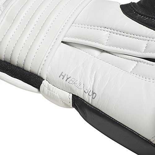 adidas Hybrid 300 - Guantes de Boxeo, Todo el año, Unisex Adulto, Color Negro/Blanco/Plateado, tamaño 14OZ