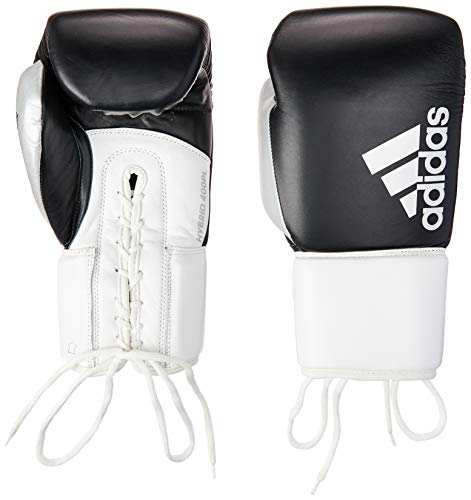 adidas Hybrid 300 - Guantes de Boxeo, Todo el año, Unisex Adulto, Color Negro/Blanco/Plateado, tamaño 14OZ