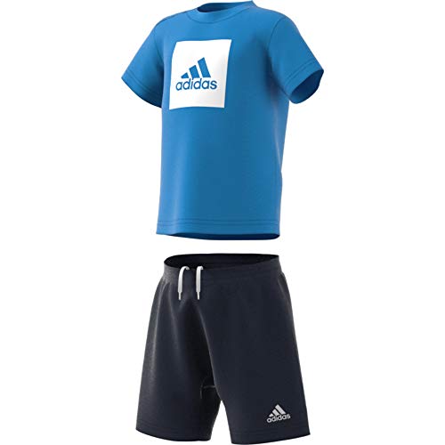 adidas I Logo Sum Set Chándal, Unisex bebé, Top:Lucky Blue/White Bottom:Legend Ink f17/White, 1218M