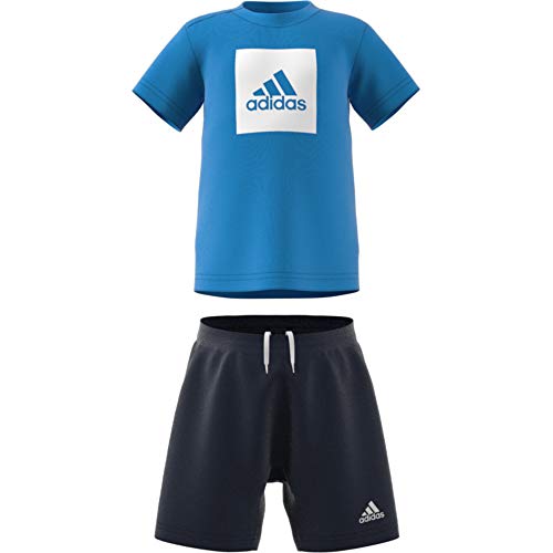 adidas I Logo Sum Set Chándal, Unisex bebé, Top:Lucky Blue/White Bottom:Legend Ink f17/White, 1218M