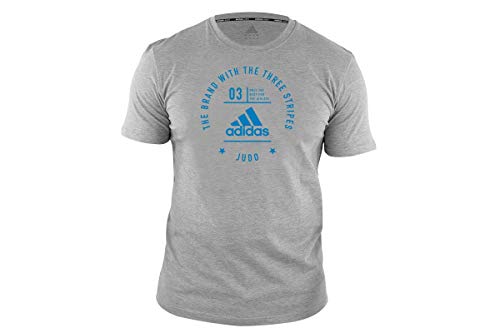 adidas Judo - Camiseta para Hombre, Mujer, Artes Marciales, Gimnasio, Fitness, Entrenamiento, Color Gris, L