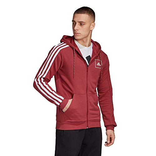 adidas M 3S Tape FZ Sudadera, Hombre, rojleg, L adidas M 3S Tape FZ Sudadera, Hombre, rojleg, L