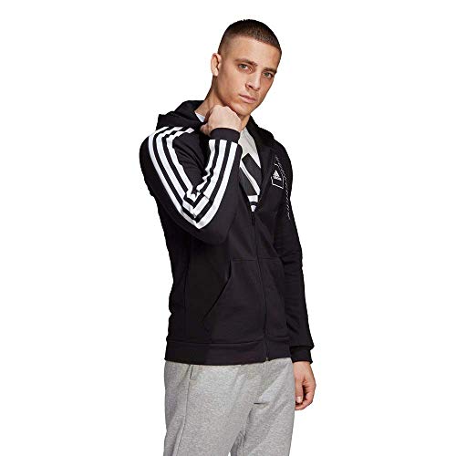 adidas M 3S Tape FZ Sweatshirt, Hombre, Black, XL