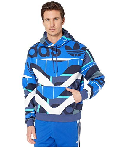 adidas Originals Men's Catalog Print Hoodie Tech Indigo Large