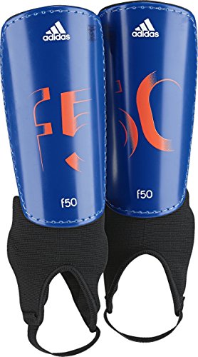 adidas Performance F50 Youth Shin Guards, Power Blue/Solar Orange/White, Small