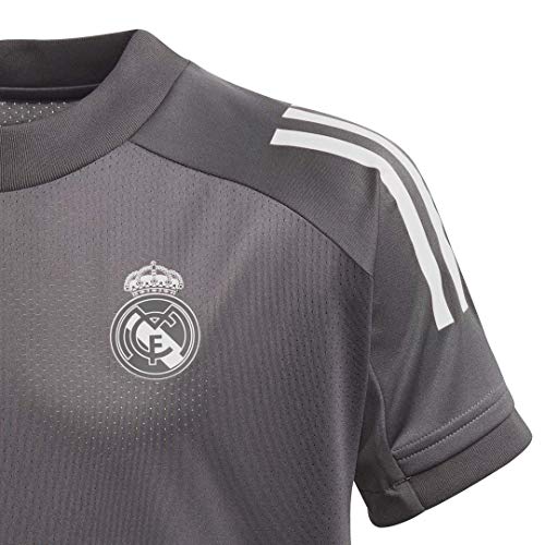 Adidas Real Madrid Temporada 2020/21 Camiseta Entrenamiento Oficial, Niño, Gris, 9/10 años