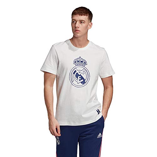 Adidas Real Madrid Temporada 2020/21 Camiseta Paseo con Escudo Oficial, Unisex, Blanco, XXL